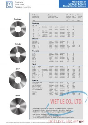 Dao tròn cho các hãng máy (Nhà sản xuất MAIER - xuất xứ Đức)