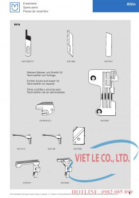 Linh kiện dùng cho máy Altin (Nhà sản xuất MAIER - xuất xứ Đức)