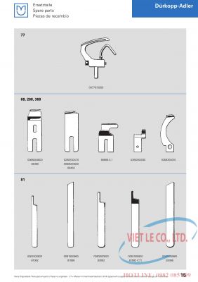 Linh kiện dùng cho máy Durkopp - Adler (Nhà sản xuất MAIER - xuất xứ Đức)