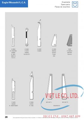 Linh kiện dùng cho máy Eagle, Musashi, L.C.A (Nhà sản xuất MAIER - xuất xứ Đức)