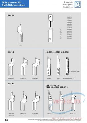 Linh kiện dùng cho máy Pfaff (Nhà sản xuất MAIER - xuất xứ Đức)