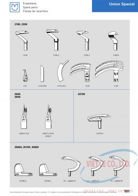 Linh kiện dùng cho máy Union Special (Nhà sản xuất MAIER - xuất xứ Đức)