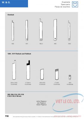 Linh kiện dùng cho máy W. & G. (Nhà sản xuất MAIER - xuất xứ Đức)